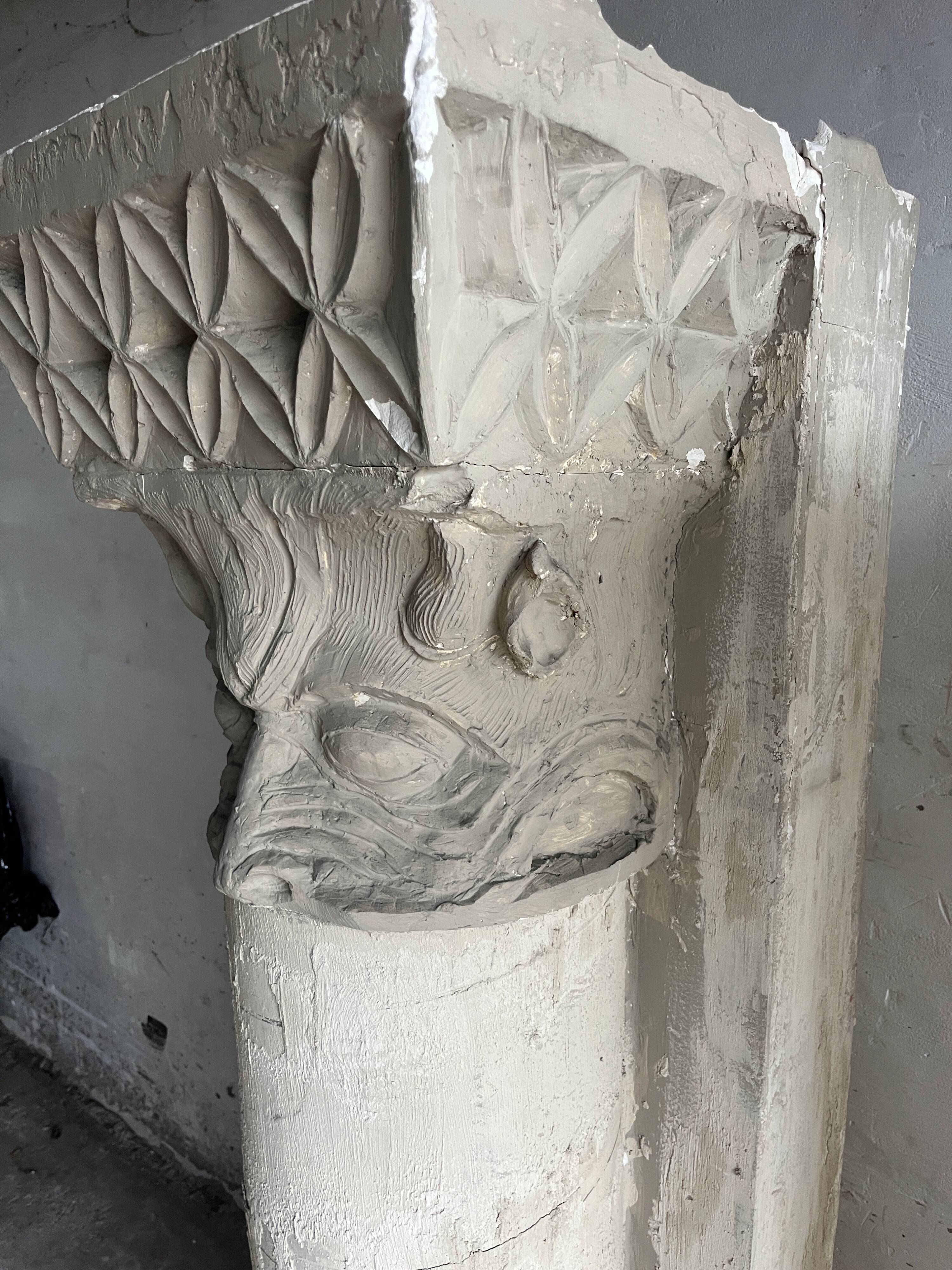 Sculptural plaster columns by Walter De Buck (set of 2)