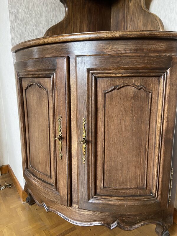 Encoignure néo louis xv chêne meuble de coin french vintage mid century alsatian alsace
