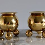 Pair of Mid-Century Swedish Brass Candle Holders by Gusum Bruk