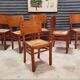Lot de 6 chaises bois paille 1950
