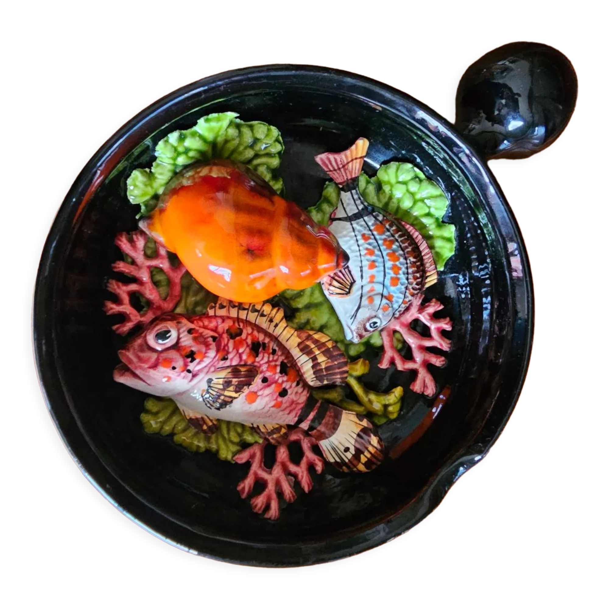 Vallauris pan in majolica slip