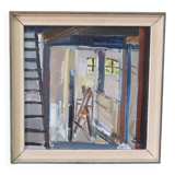 Eric Julius Svensson, Composition moderne suédoise, années 1970, huile sur toile, encadré