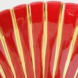 Proceram Aubagne service in red and gilded ceramic shell St Jacques 1950