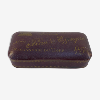 Ancienne boite a savon savonnerie du tigre celebre savon peau d'espagne paris