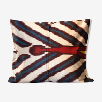 Abstract Cotton and Silk Cushion Cover, Unique Khotan scatter cushion