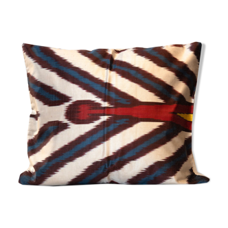 Abstract Cotton and Silk Cushion Cover, Unique Khotan scatter cushion