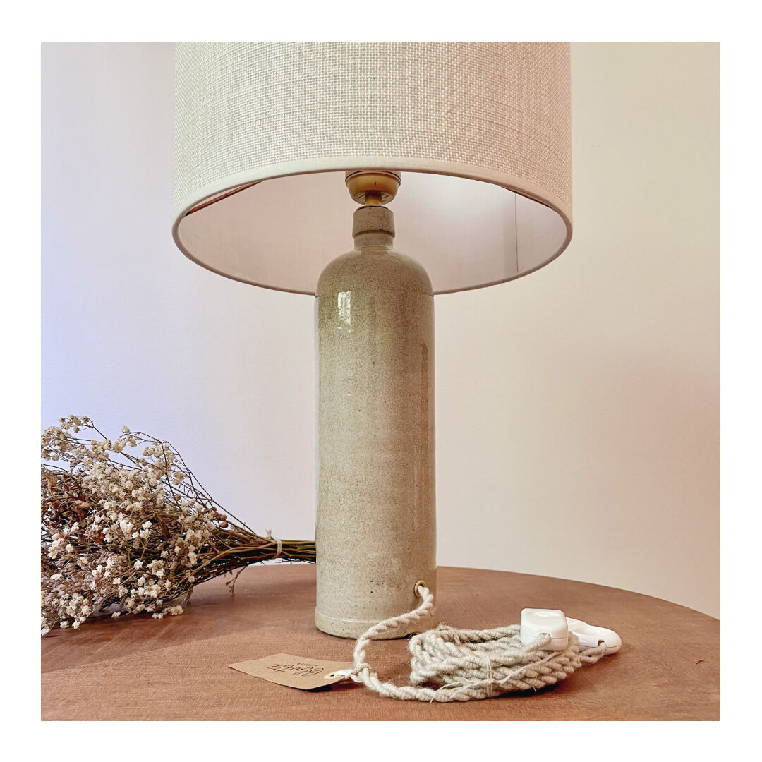 Stoneware and linen lamp