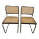 Pair of Marcel Breuer B32 Cesca chairs made in Italy.