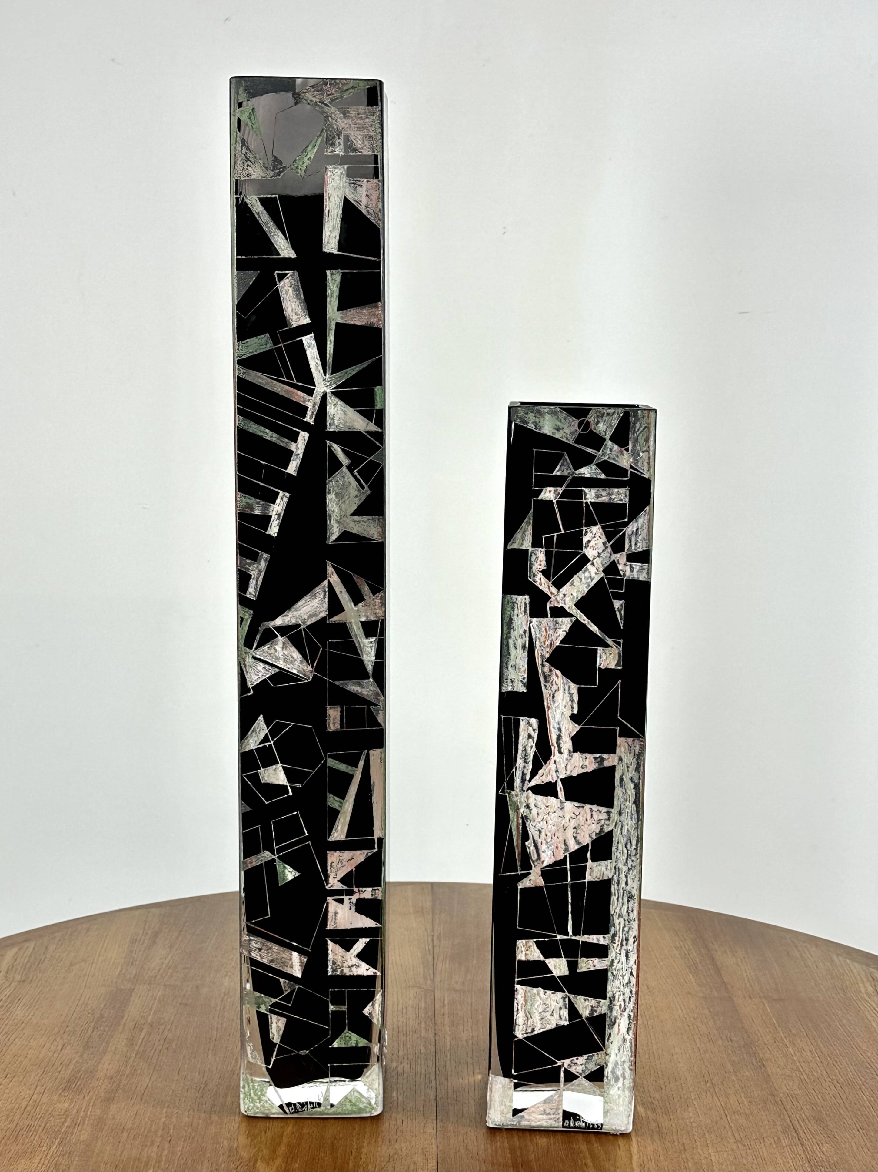 Pair of Cubist Vases by Anatole Riecke 1969