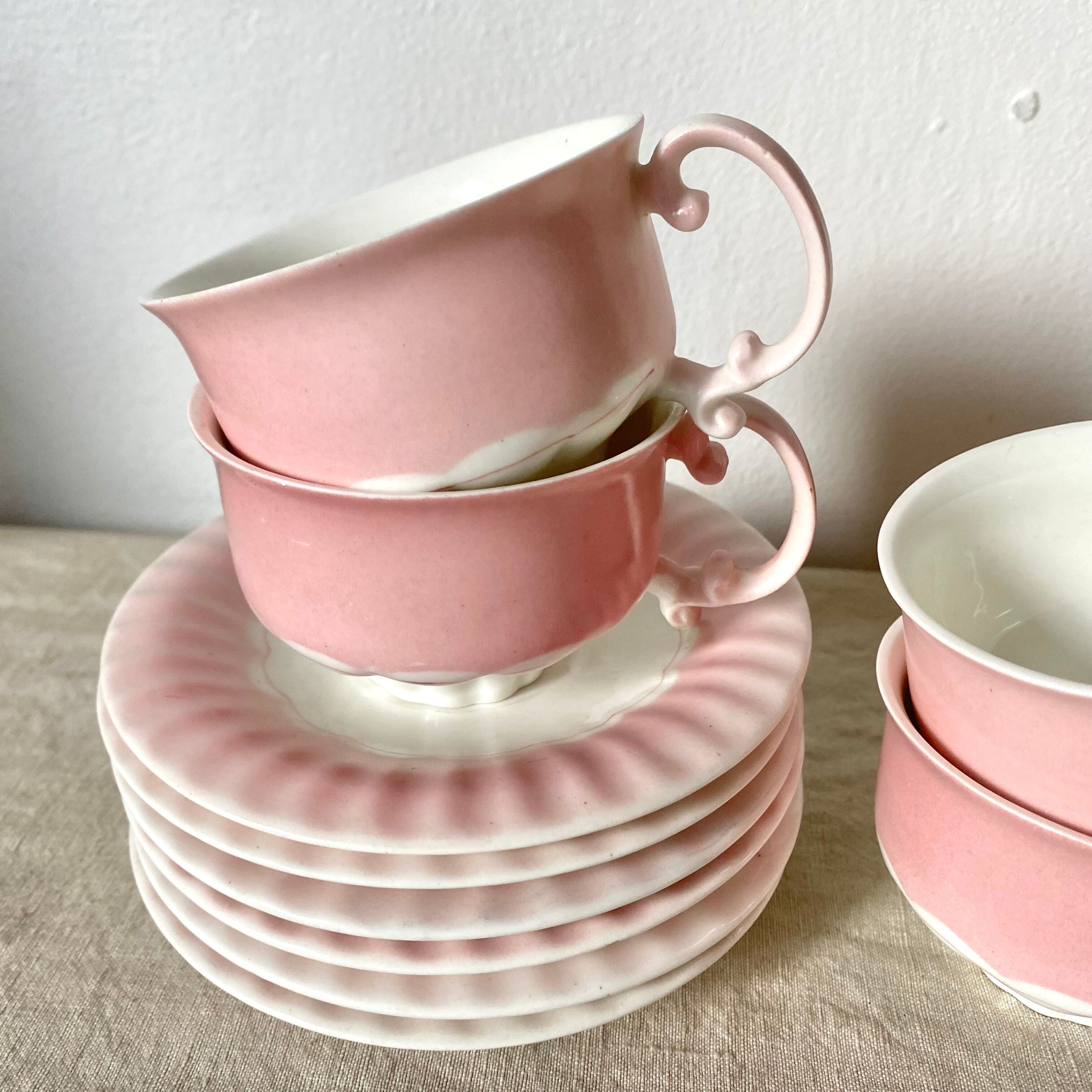 Pink vintage porcelain cups