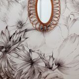 Large vintage rattan mirror