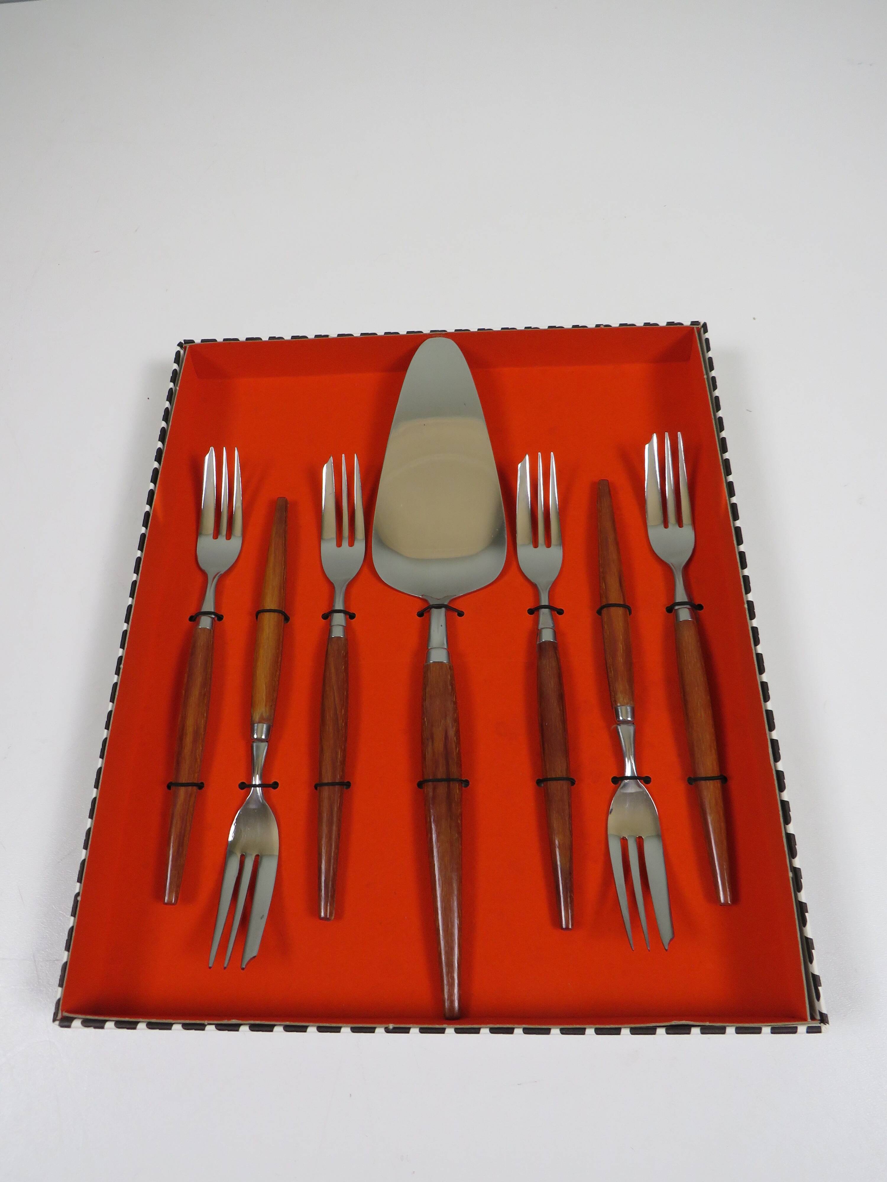 Vintage Dutch cake server Amefa in stainless steel and teak – an