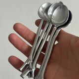 5 small silver metal spoons