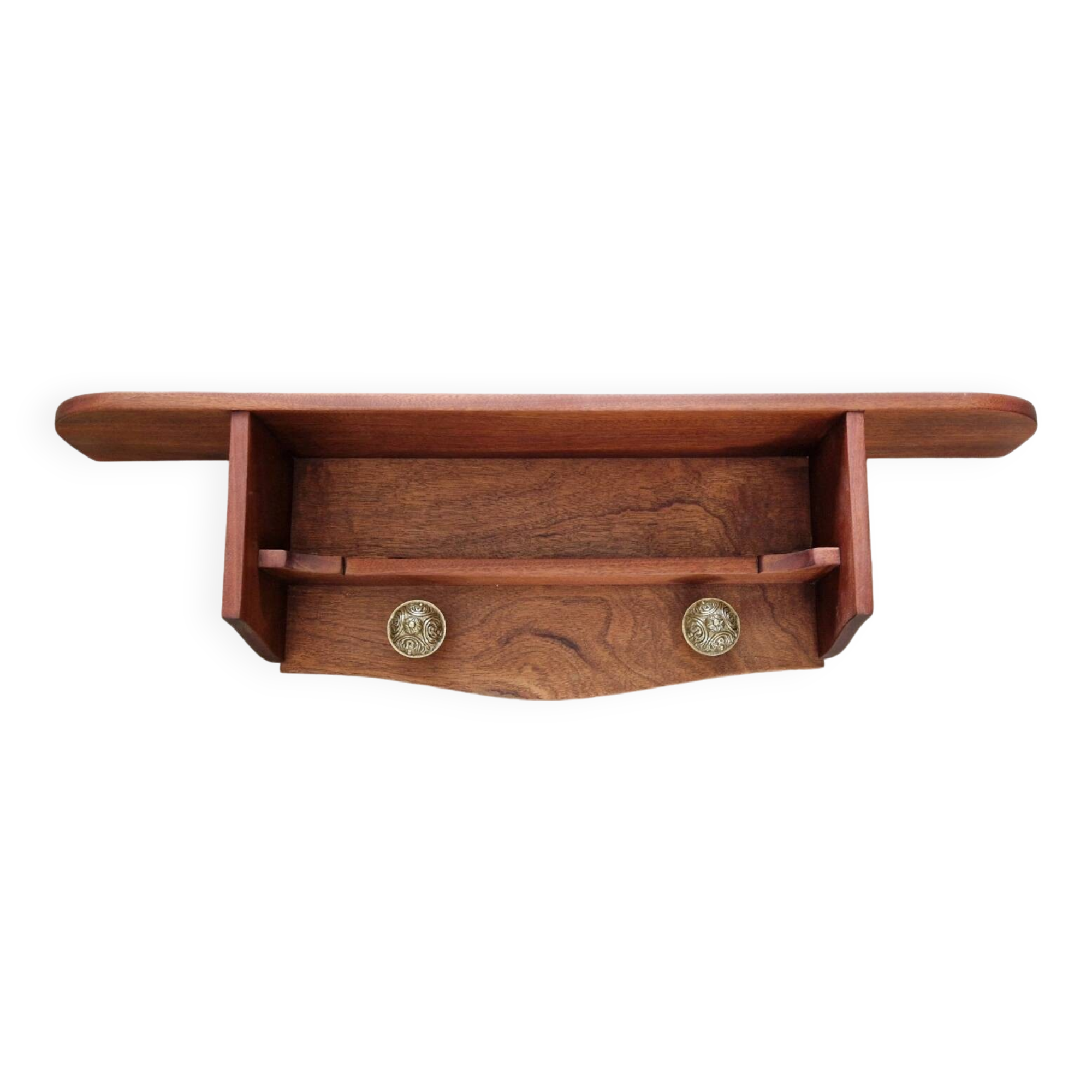 1950s mahogany wood wall shelf
