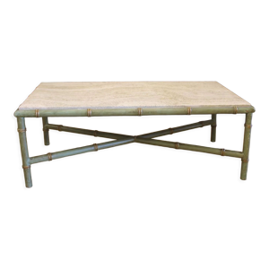 Table bambou, travertin, XX ème