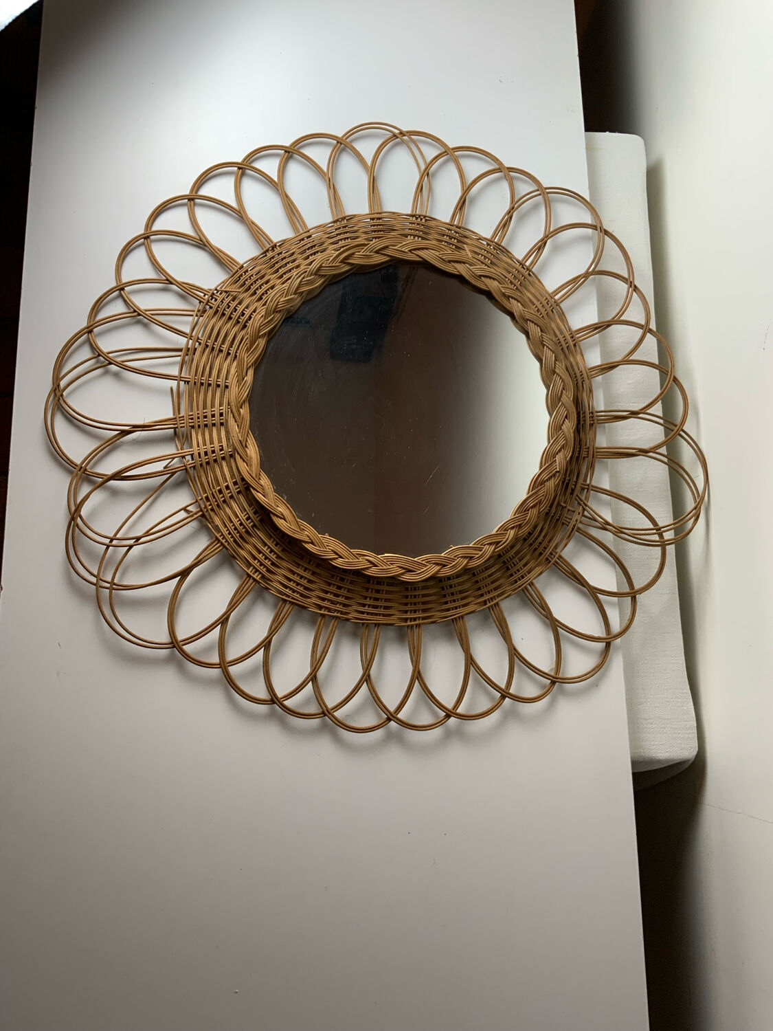 Vintage wicker mirror