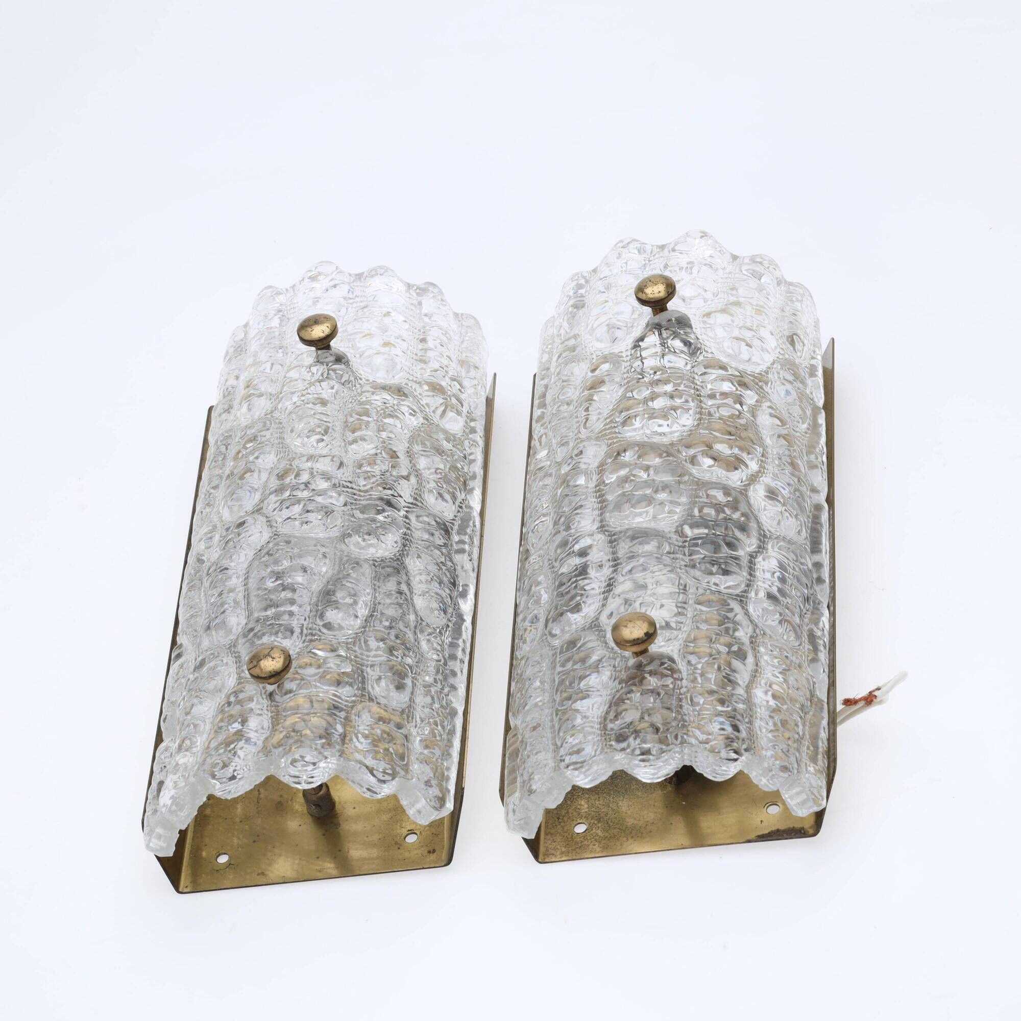 Glass wall lamp by Carl Fagerlund for Orrefors Sweden 1960s set of 2