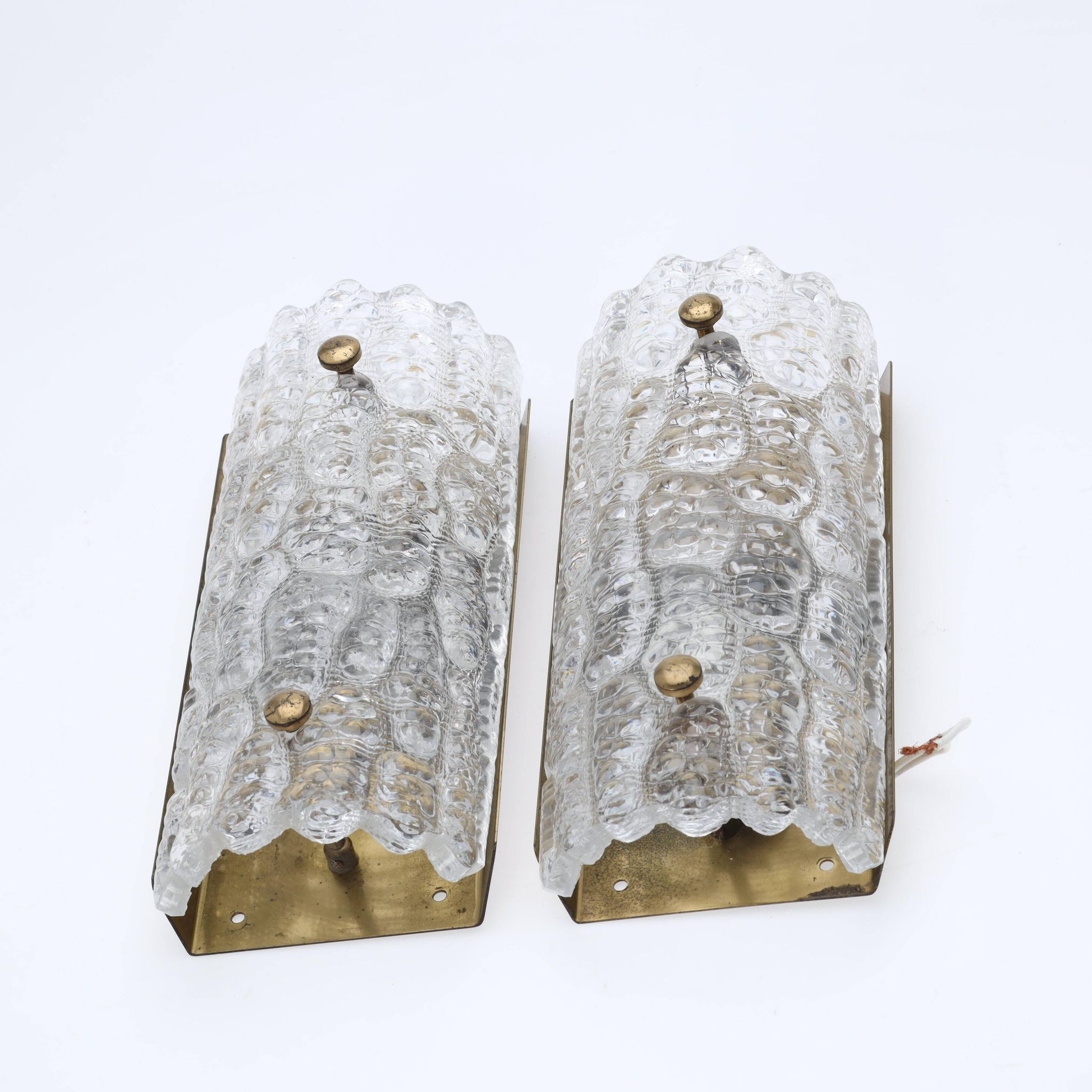 Glass wall lamp by Carl Fagerlund for Orrefors Sweden 1960s set of 2