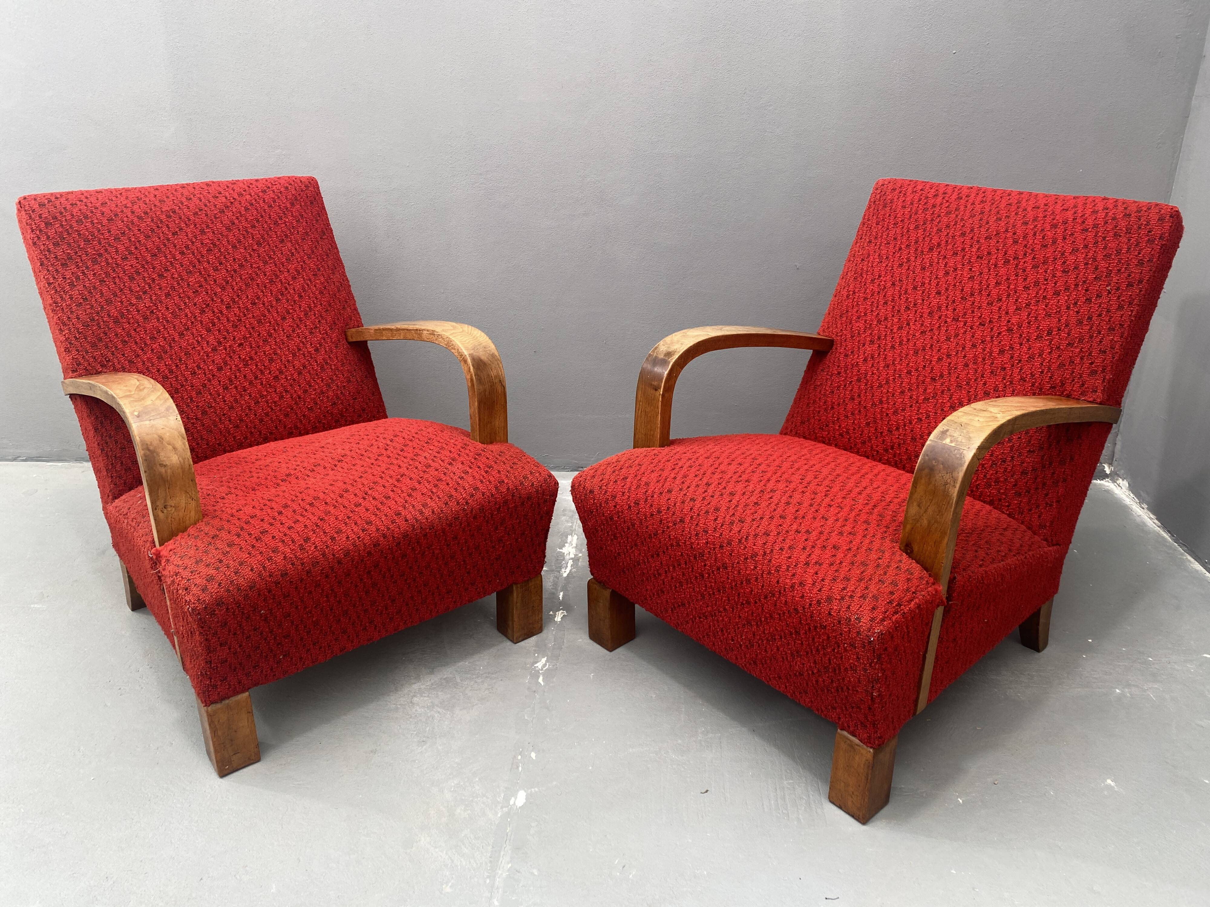 Paire de fauteuils ART DÉCO en bois courbé, années 1930