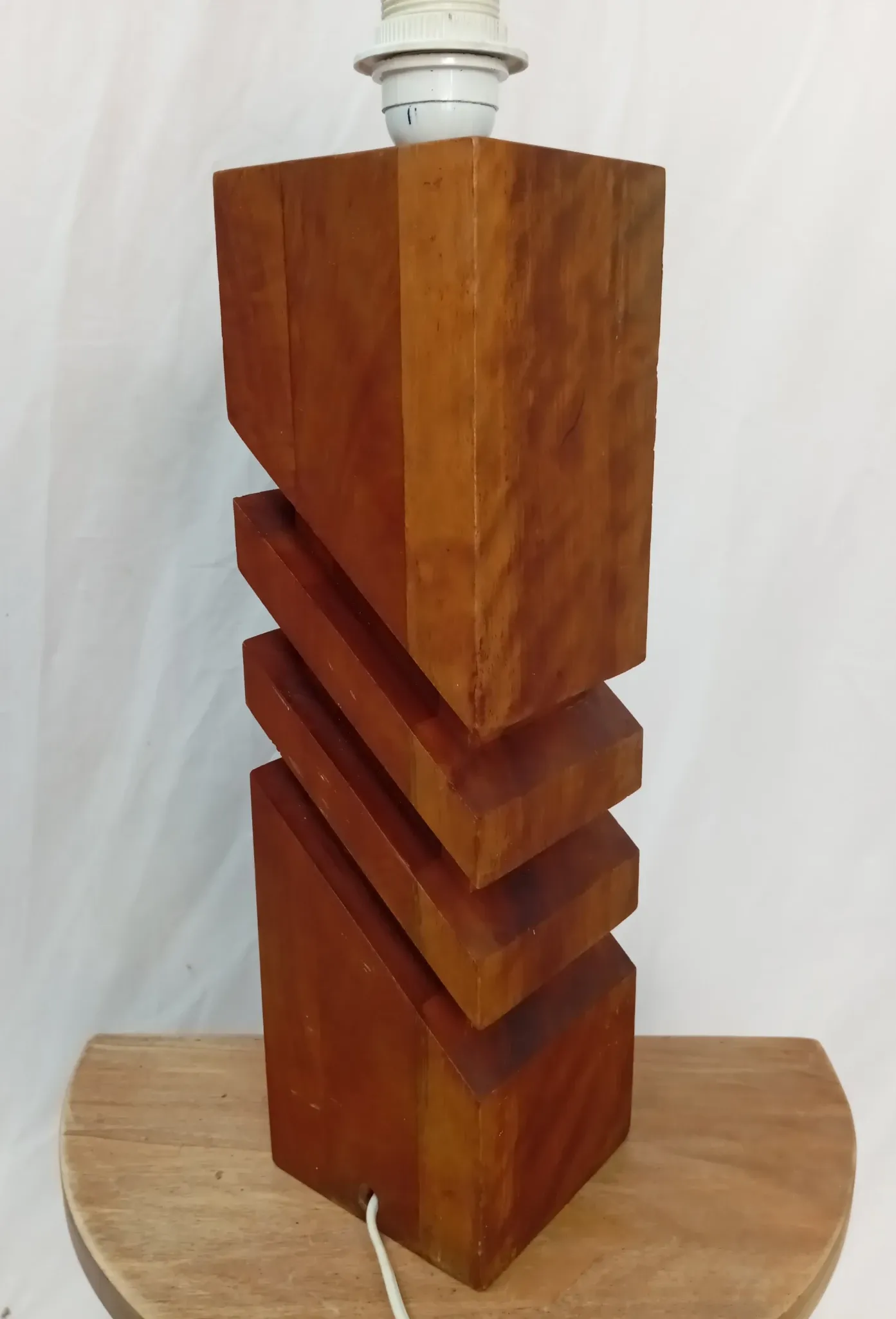 1970s lamp, solid mahogany, graphic design