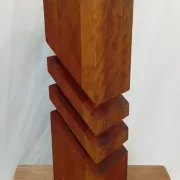 1970s lamp, solid mahogany, graphic design