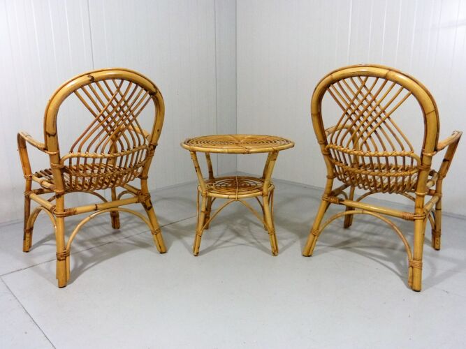 Rattan chairs & table, 1960’s