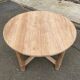 Renovated round extendable farmhouse dining table in solid oak 110-155cm.