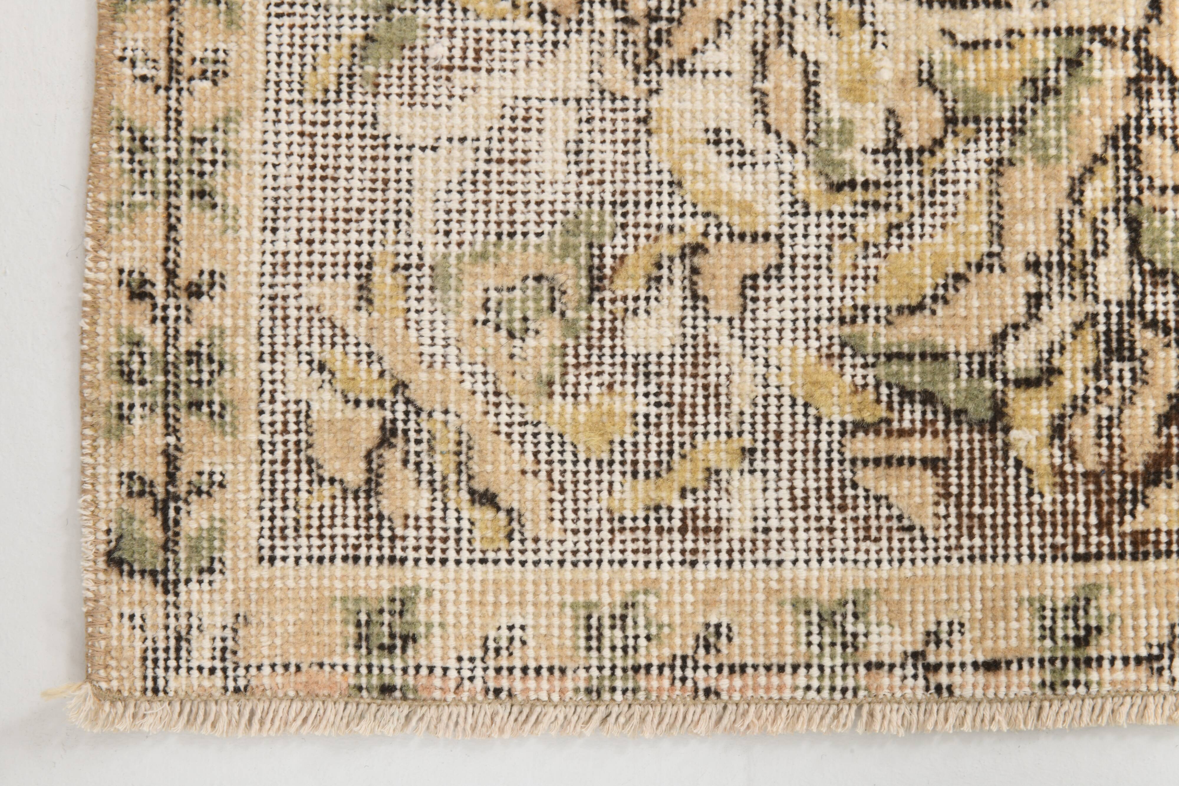 5x9 Cream & Brown Turkish Vintage Rug 162x260Cm SK 24779