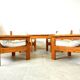 Vintage pine wood armchair set, 1980s