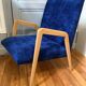Scandinavian blue velvet armchair