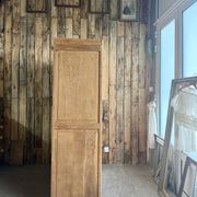 Large asymmetrical Art Deco wardrobe with three doors in oak (renovated)