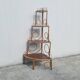 Vintage 1960s bamboo rattan corner shelf bookcase (peacock / Emmanuelle)
