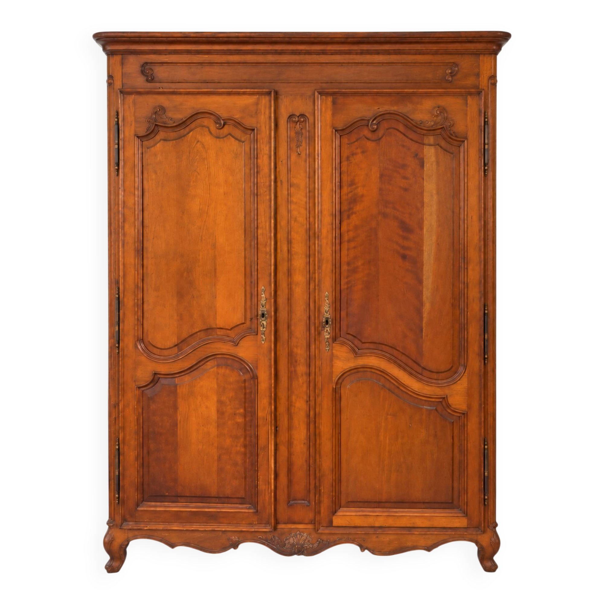 Armoire lingère de style Louis XV en bois sculpté, tiroir intérieur
