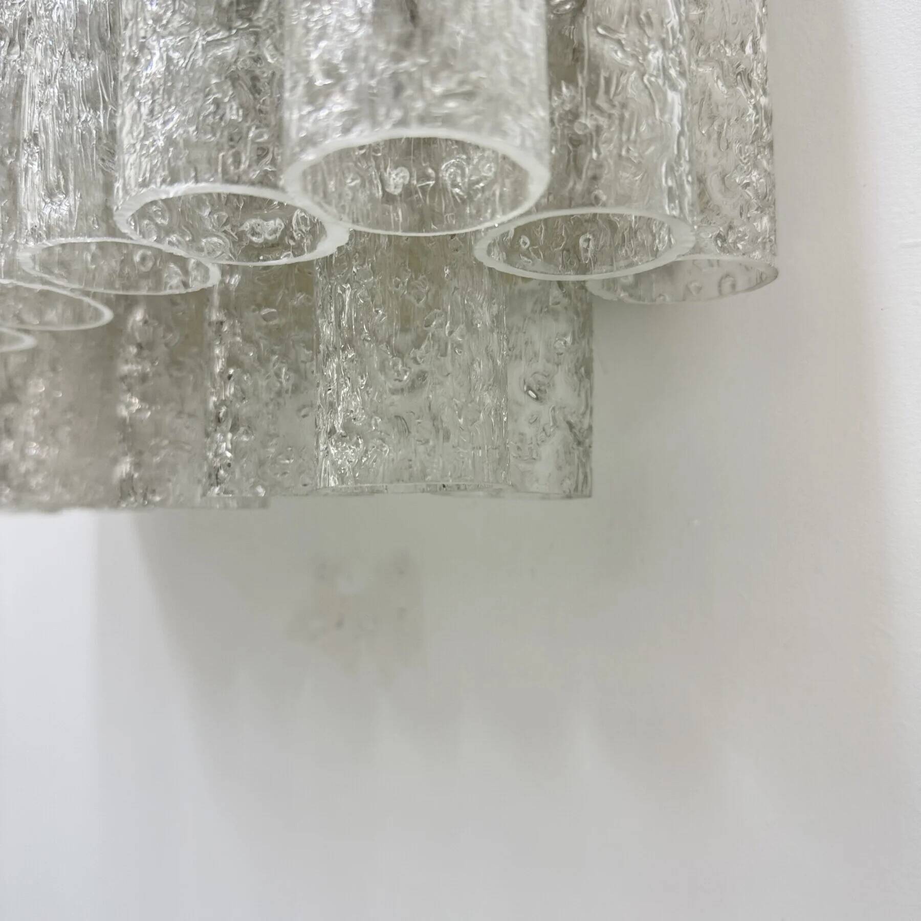 Doria Leuchten ice glass tube wall lamp, 1970s