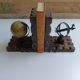 Wooden bookends globe world map