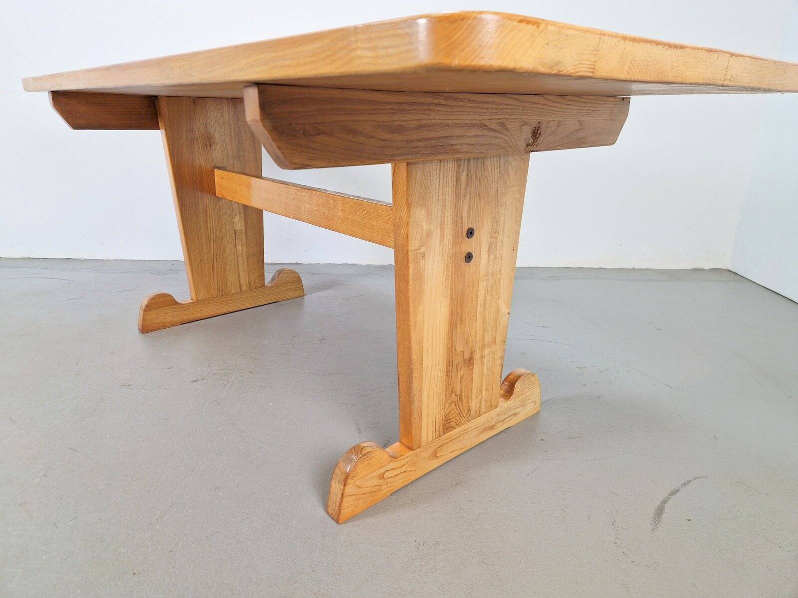 Vintage Danish Dining Room Trestle Table in Elm, 1960