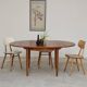Round extending table, light oak, East Germany, 1960s