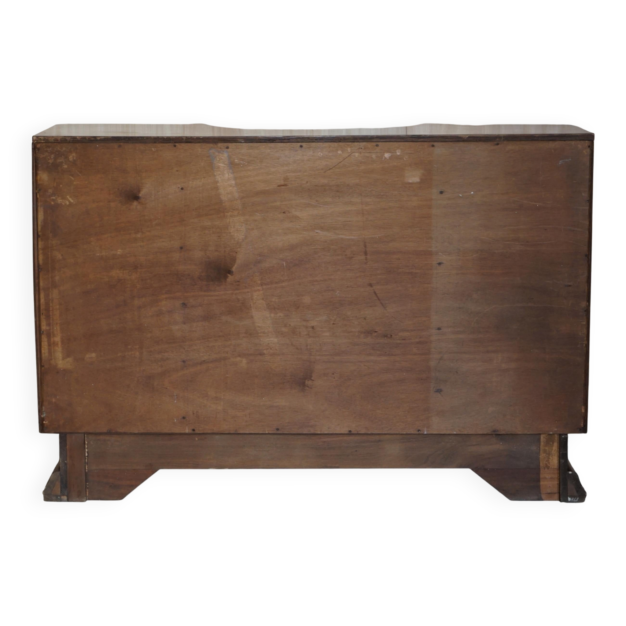 Buffet Art déco en noyer burr avec tiroirs et bar