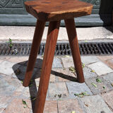 Brutalist solid wood trepied stool