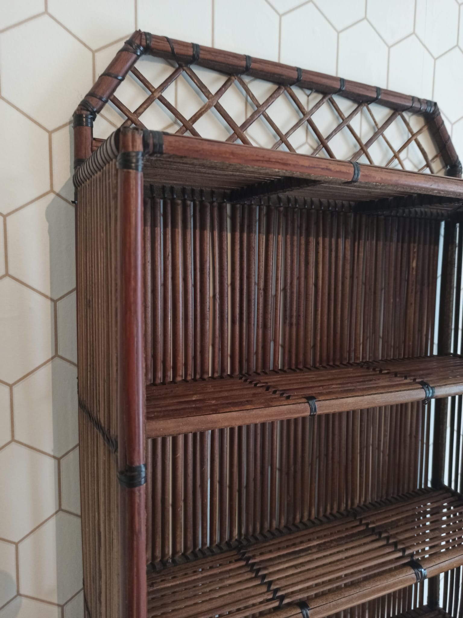 Rattan and bamboo shelf