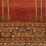 Handwoven turkish red gold wool and silk area rug- 120x185cm