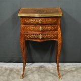 Bedside table in rosewood and palisander, Louis XV style – Late 19th century