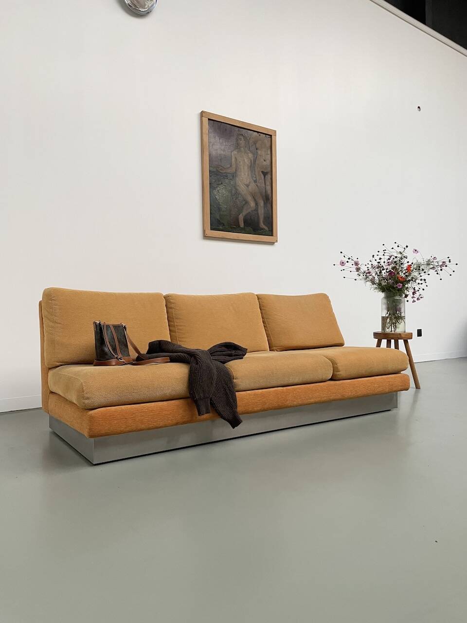 Jacques Charpentier 3-seater stainless steel sofa