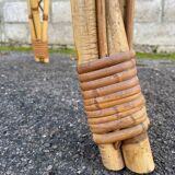 Bamboo and rattan table attributed to Audoux Minet