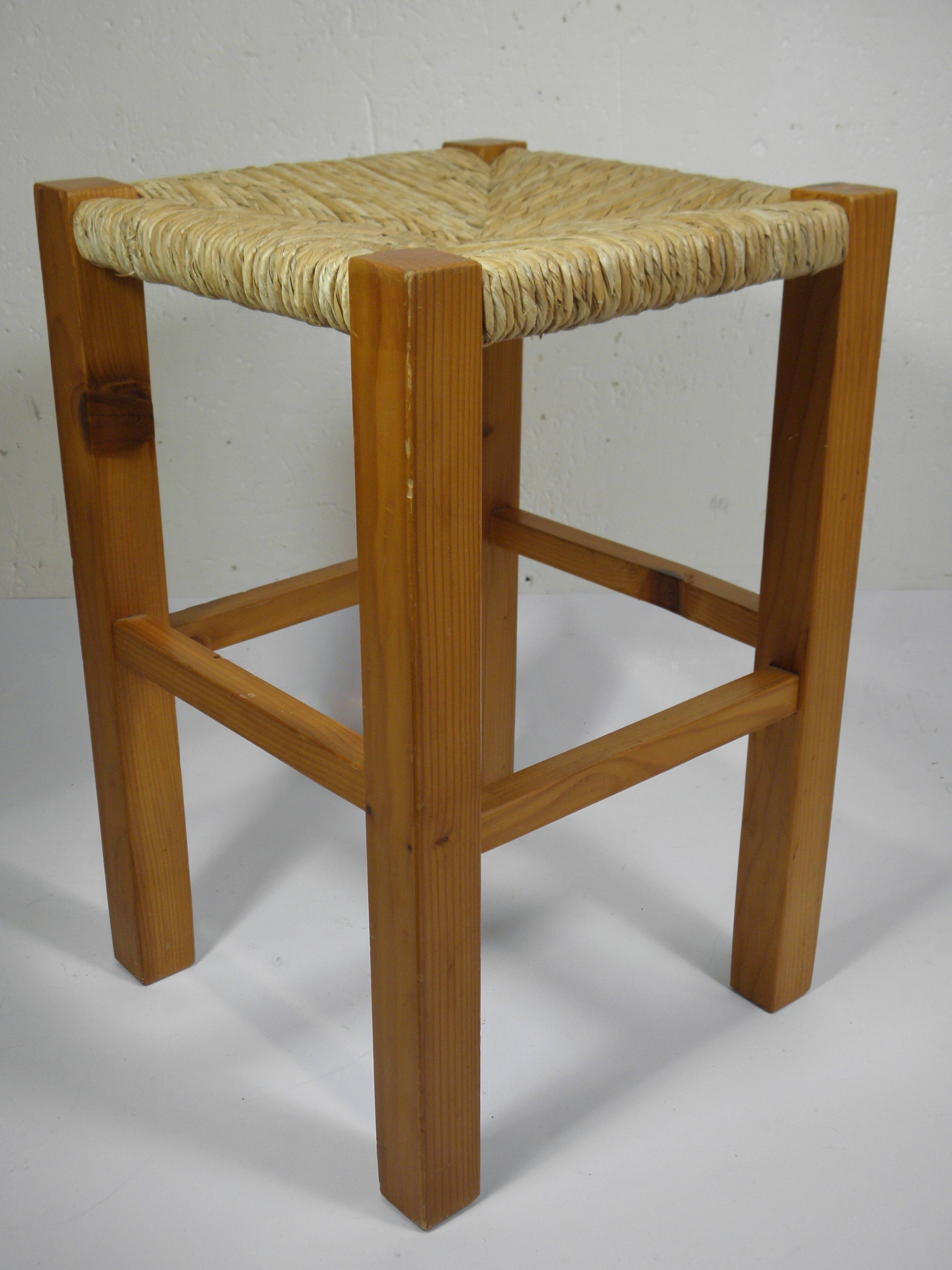 TABOURET BOIS et PAILLE