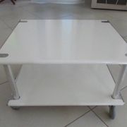 Table basse space age double plateaux en acier laqué blanc, France