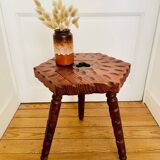 Vintage wooden tripod stool with turned legs