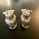 Duo of salt shaker and pepper owl shape in metal