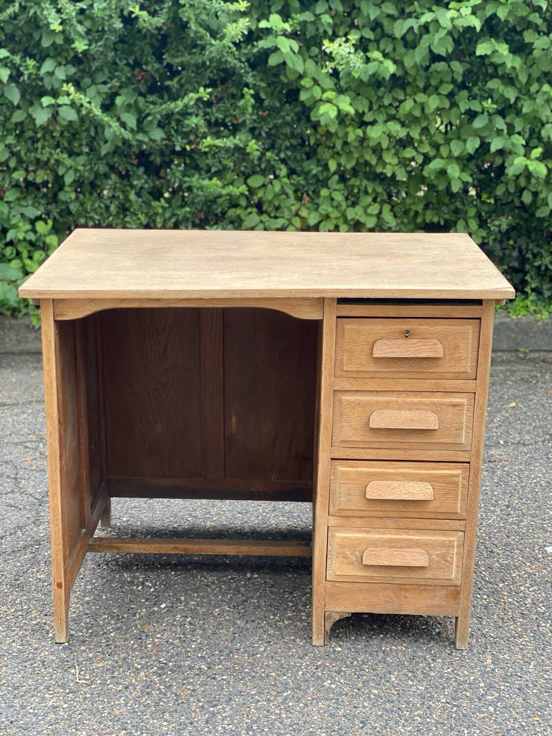 Renovated vintage American desk in raw wood