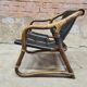 Pair of vintage skaï bamboo armchairs